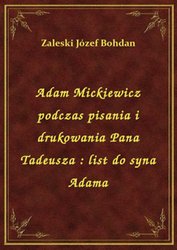 : Adam Mickiewicz podczas pisania i drukowania Pana Tadeusza : list do syna Adama - ebook